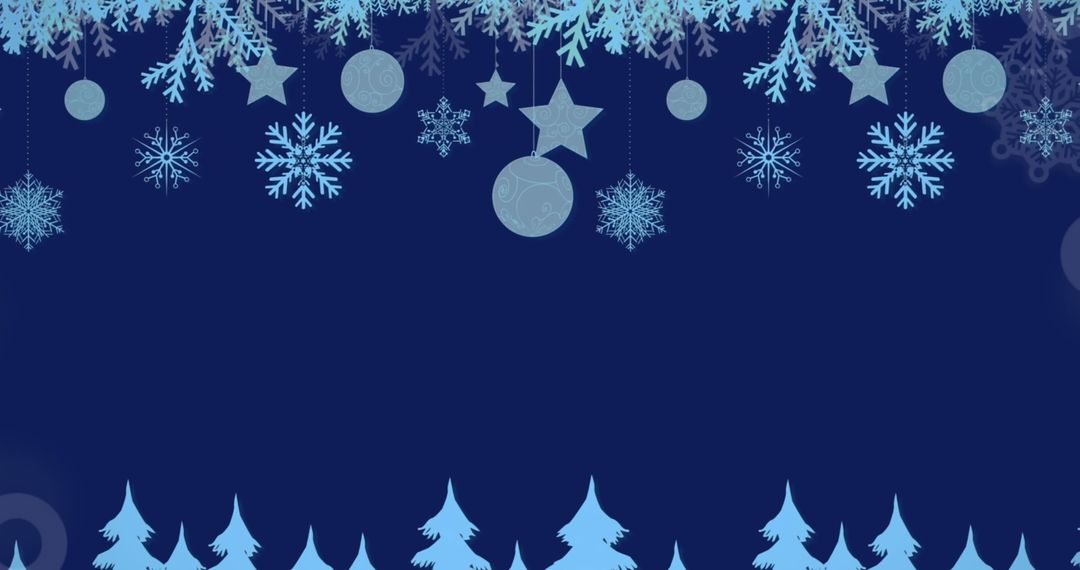 Blue Christmas Backdrop with Ornaments and Snowflakes