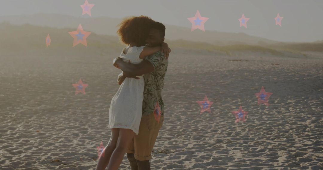 Romantic Beach Embrace During Magical Golden Hour