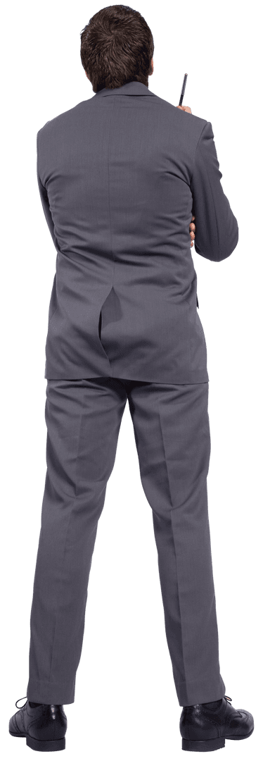 Transparent Businessman Thinking with Mobile