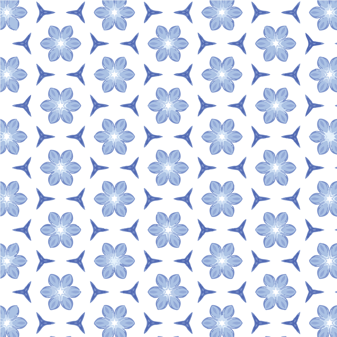 Transparent Blue Floral Pattern Vector on Clear Background