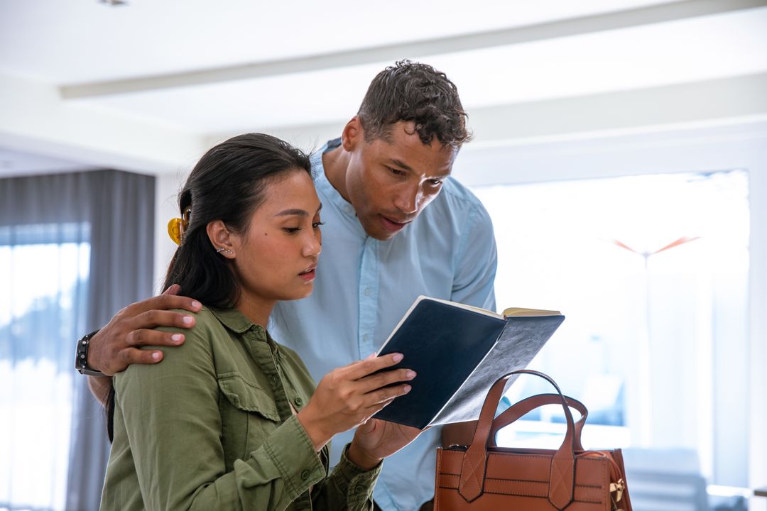 Diverse Couple Collaborating and Sharing in Domestic Setting