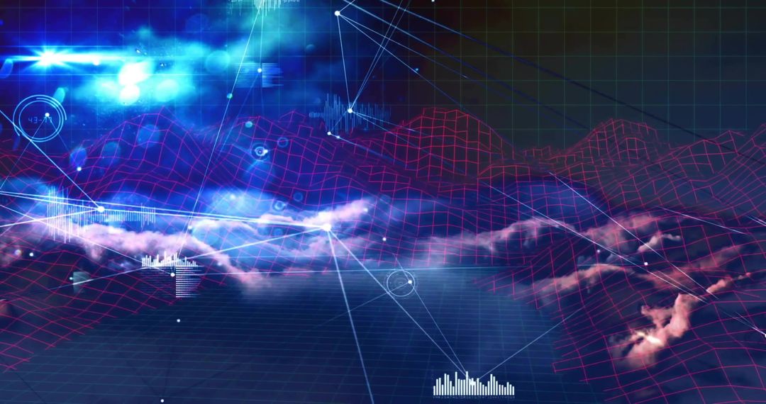 Futuristic Digital Wireframe Grid in Technological Interface