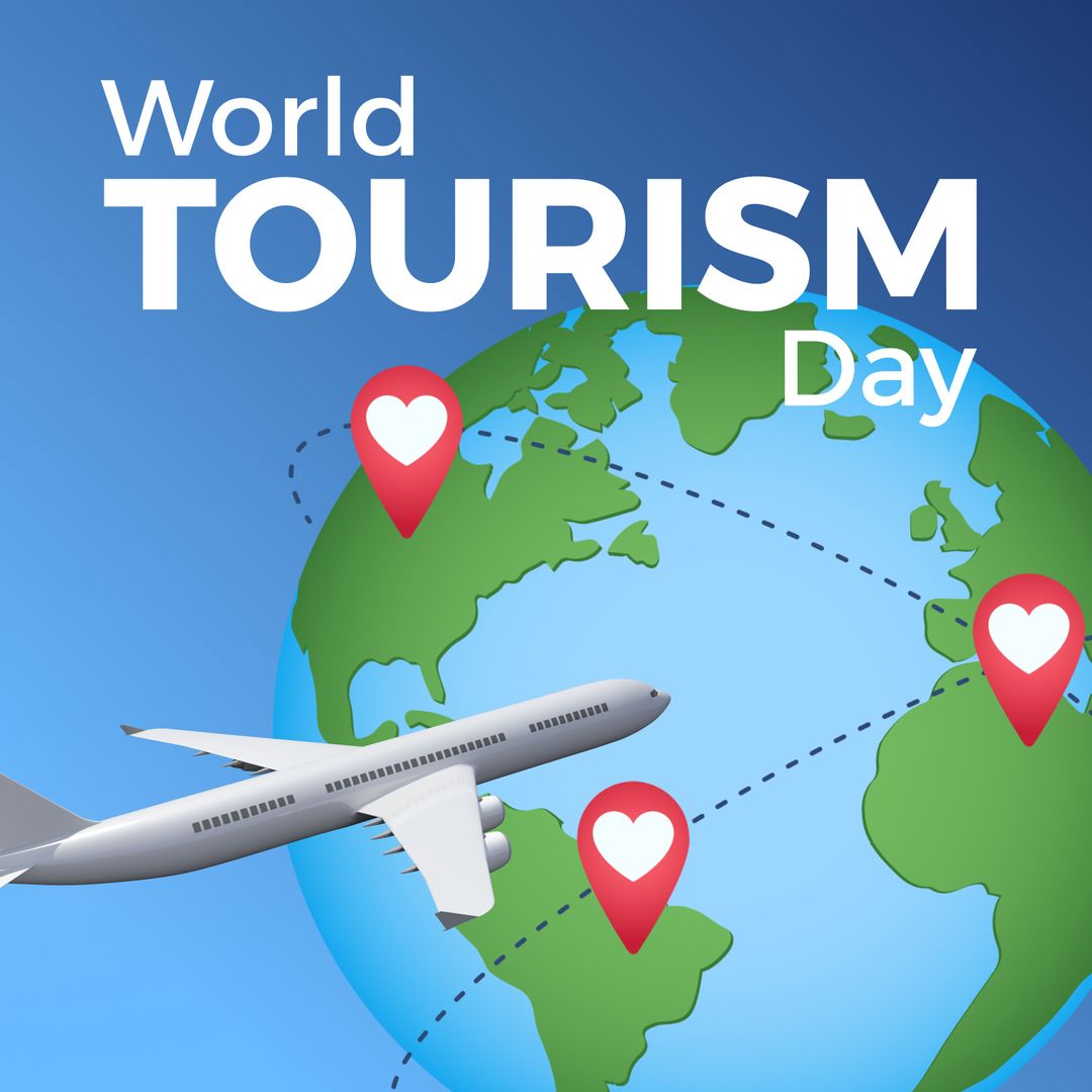 World Tourism Day Celebration with Globe and Airplane