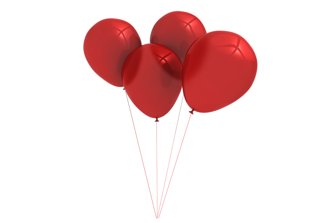 Four Red Balloons Vector on Transparent Background - Download Free Stock Images Pikwizard.com