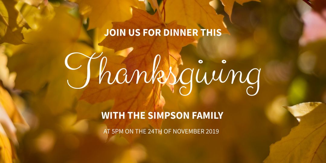Thanksgiving Dinner Invitation Amidst Autumn Leaves