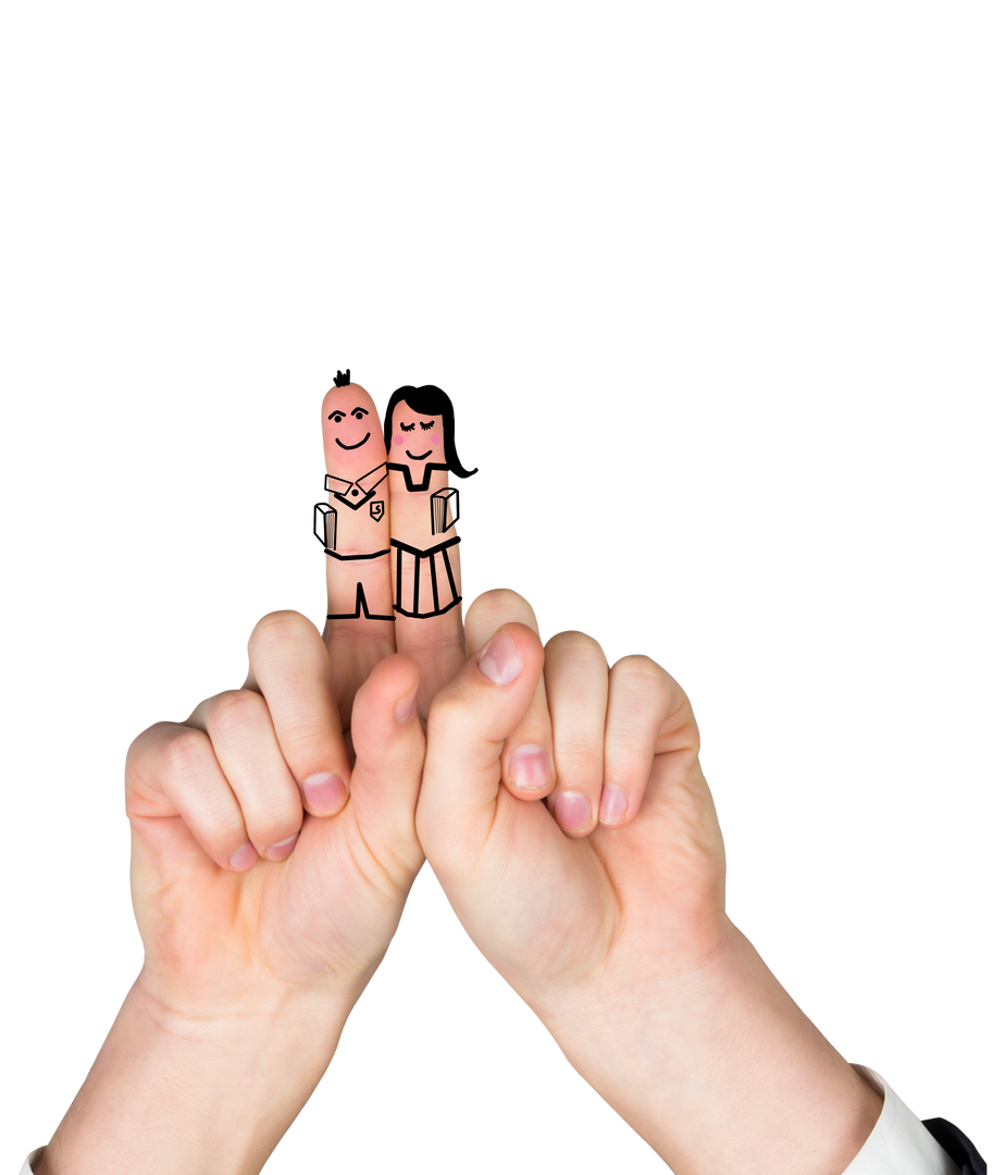 Fingers with Cute Cartoon Faces in Friendly Gesture Transparent Background - Download Free Stock Images Pikwizard.com