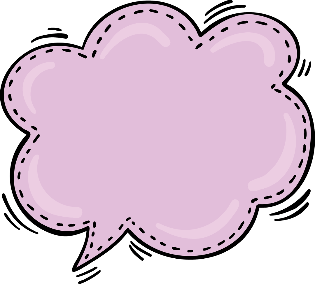 Pink Cloud Speech Bubble on Transparent Background for Messages
