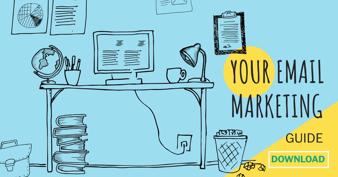 Creative Workspace Illustration for Email Marketing Guide Promotion