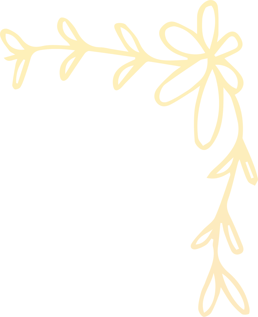 Elegant Beige Corner Floral Pattern on Transparent Background