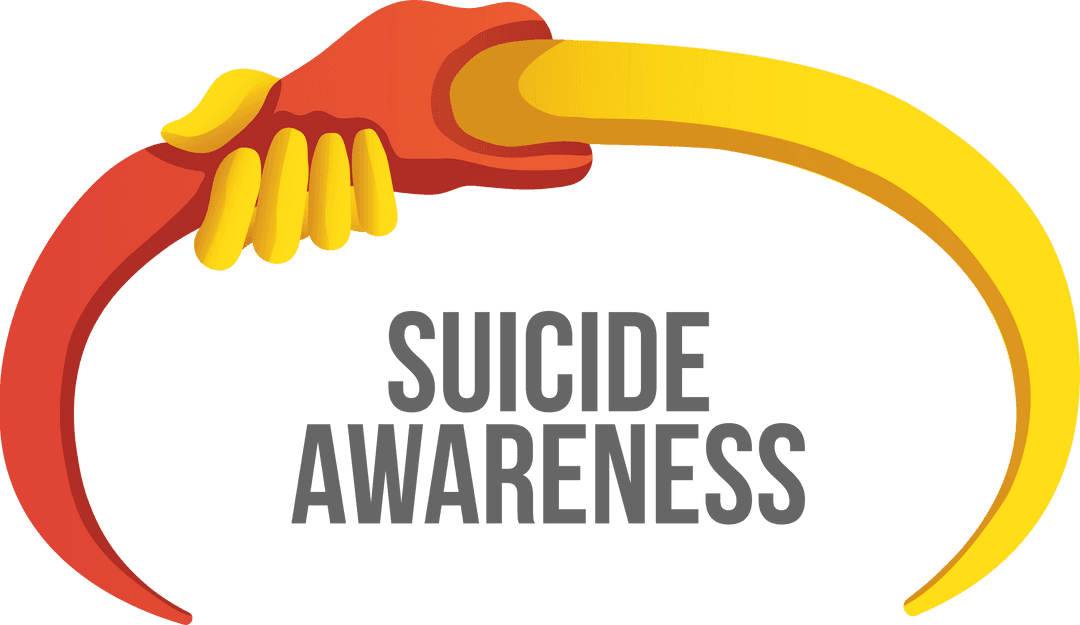 Suicide Awareness Message with Holding Hands Illustration on Transparent Background