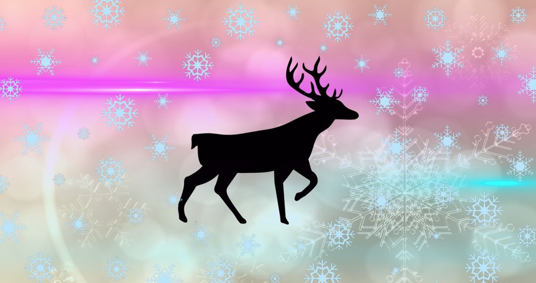 Silhouette of Reindeer with Snowflakes on Gradient Background - Free Images, Stock Photos and Pictures on Pikwizard.com