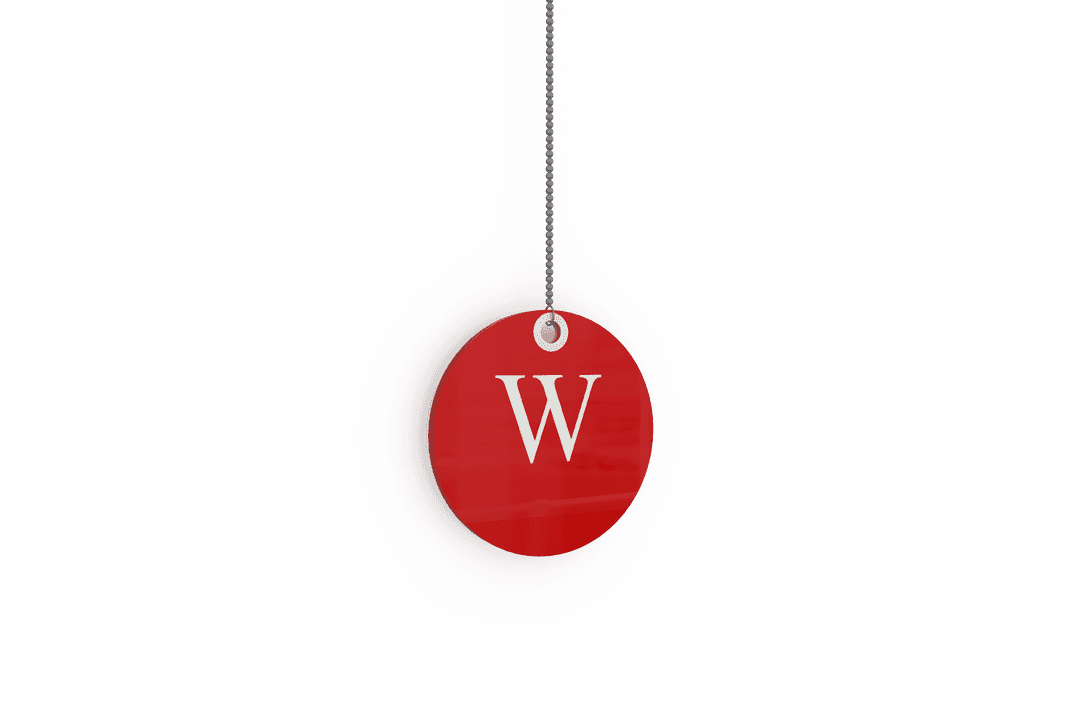 Red Circle Tag With Letter W On Transparent Background