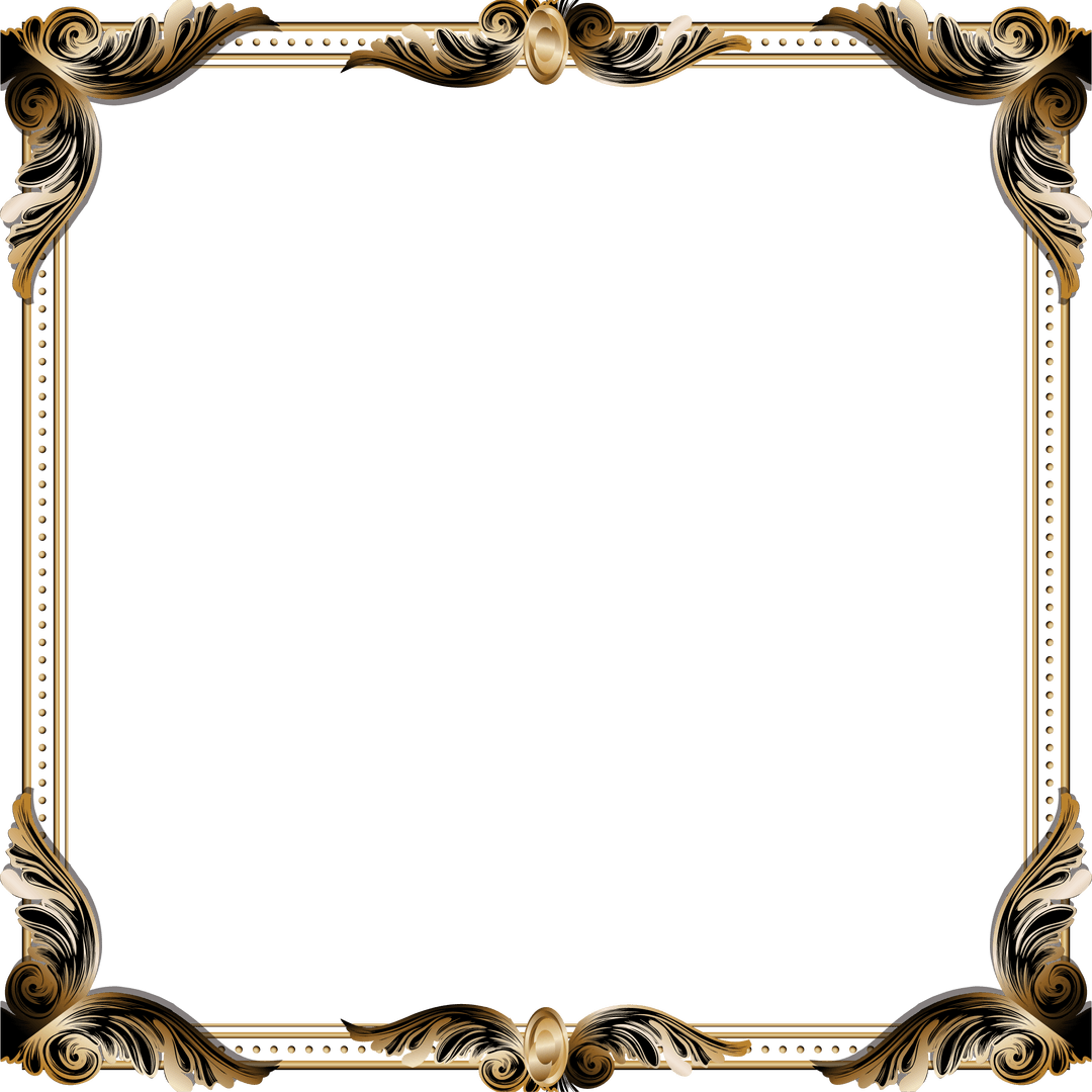 Ornate Golden Baroque Frame with Transparent Center Design
