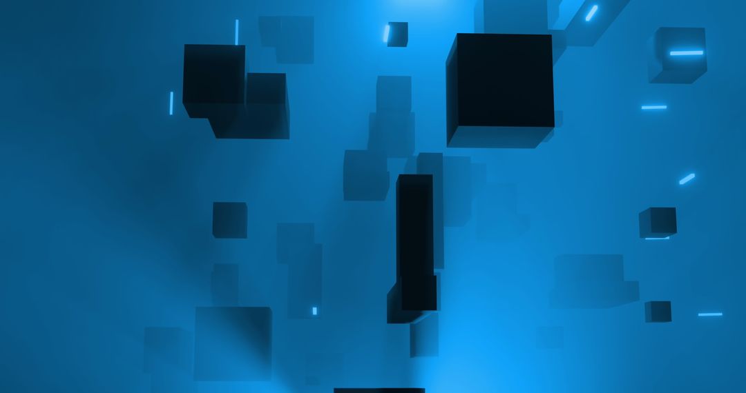 Futuristic Blue Cubes with Digital Glow