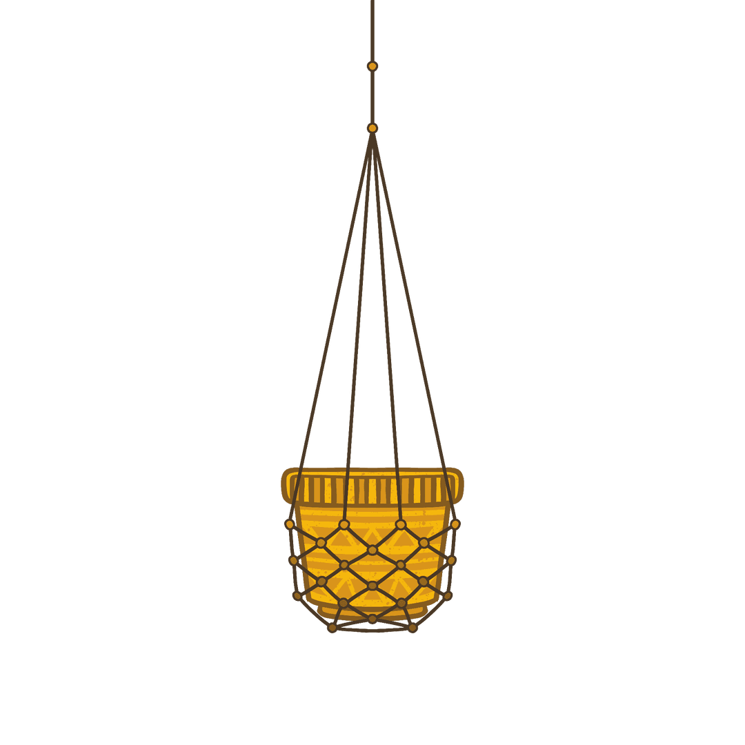Hanging Macrame Planter with Pot, Transparent Background