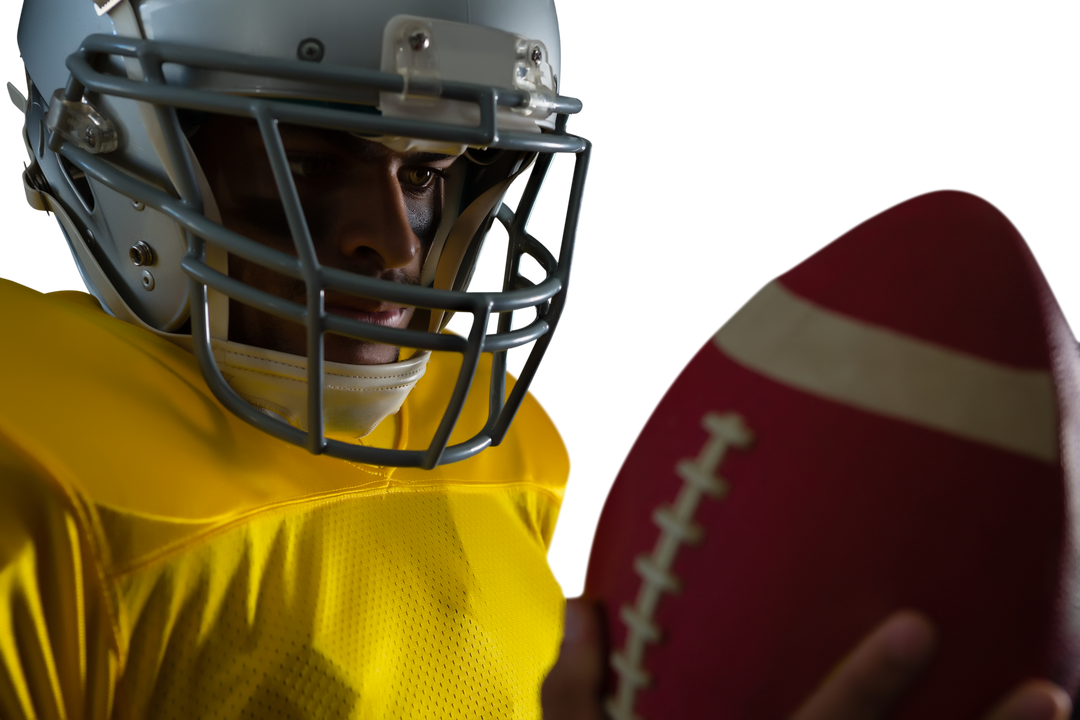 Determined American Football Player Holding Ball Transparent Background - Download Free Stock Images Pikwizard.com