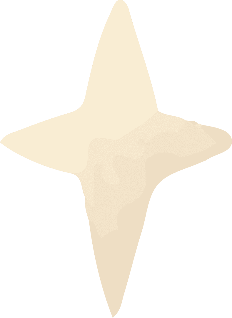 Four-Pointed Cream Sparkle Vector Icon Transparent Background