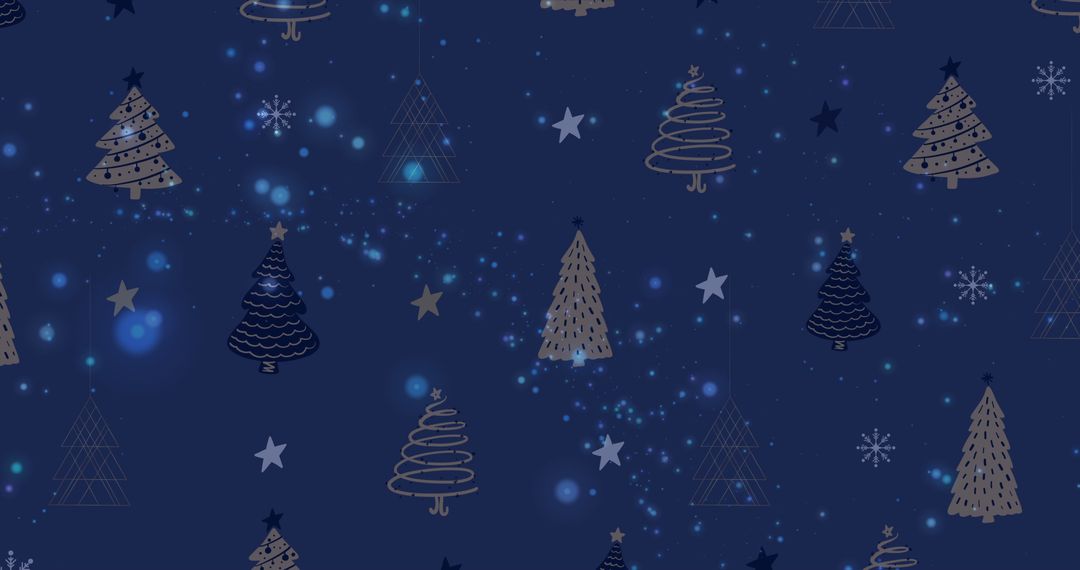 Falling Snowflakes Over Festive Fir Trees on Dark Background