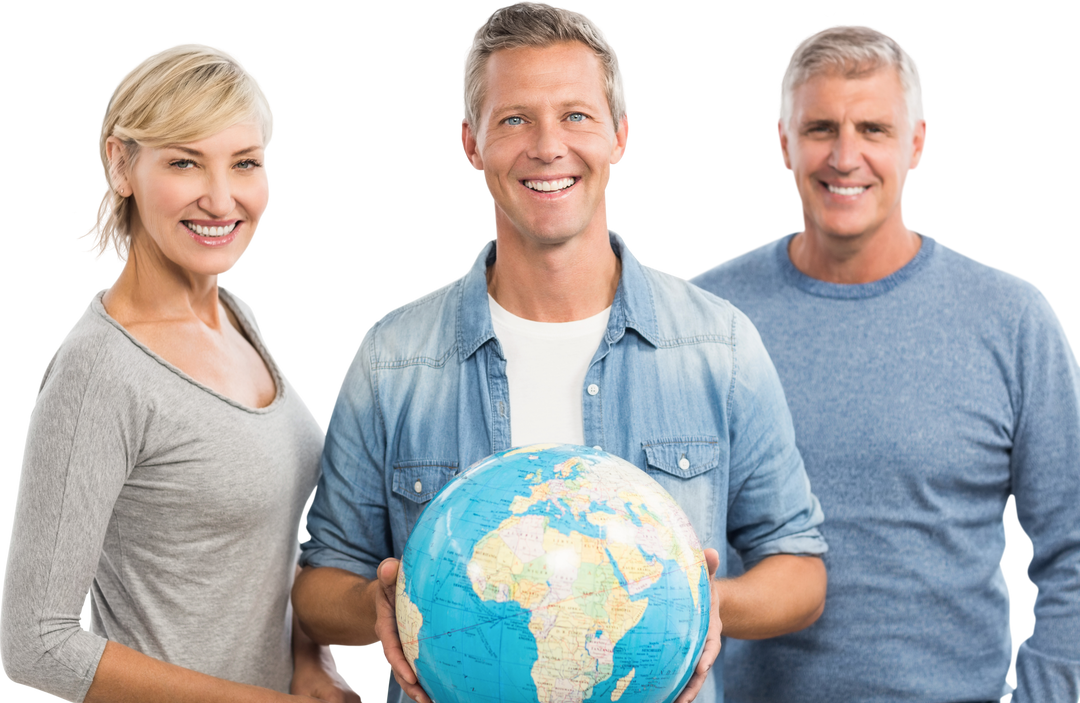 Smiling Group Holding Transparent Globe, Promoting Global Unity - Download Free Stock Images Pikwizard.com