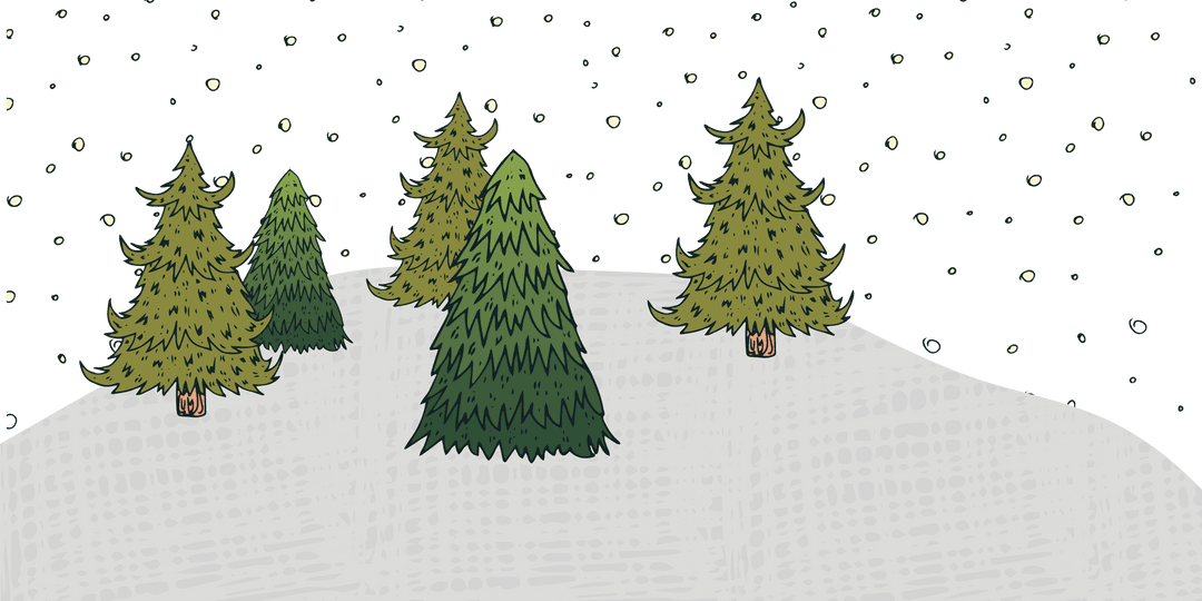 Transparent Winter Scene with Snow and Evergreen Trees
