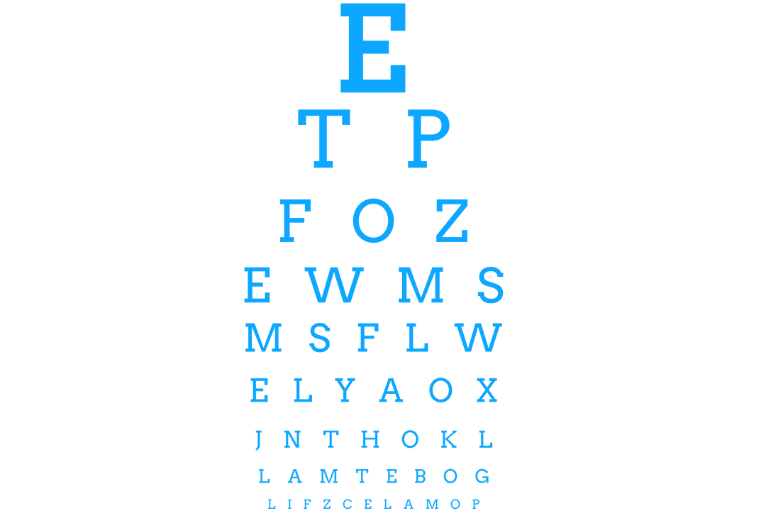 Eye Test Chart Illustration for Health and Care Concepts on Transparent Background