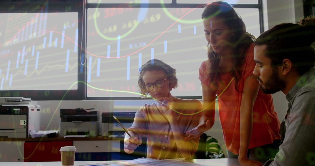 Team Collaborating on Financial Strategy with Data Analysis