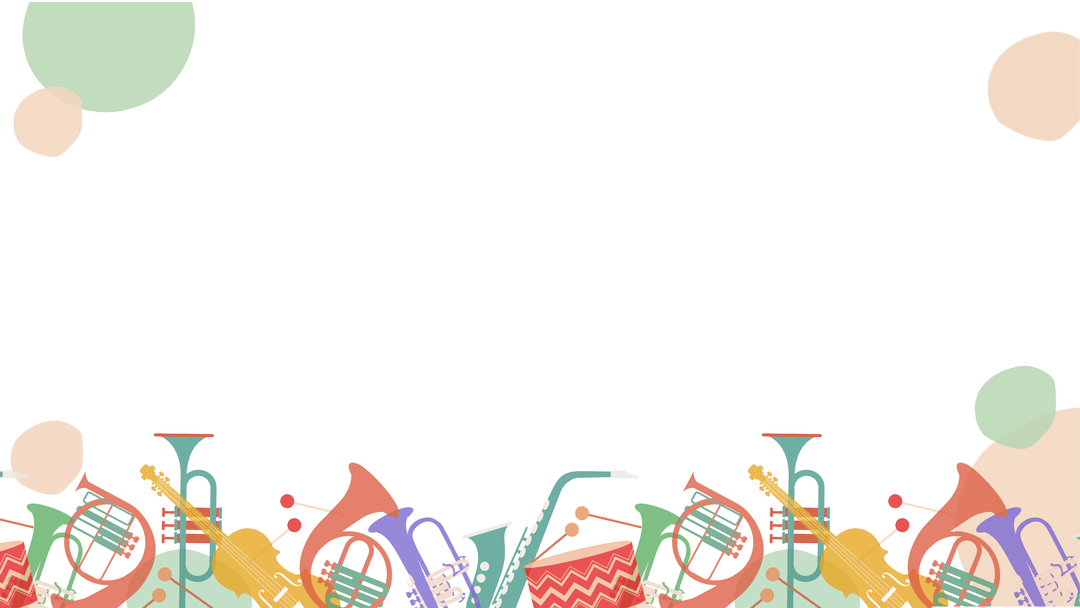 Colorful Orchestral Instrument Border on Transparent Background