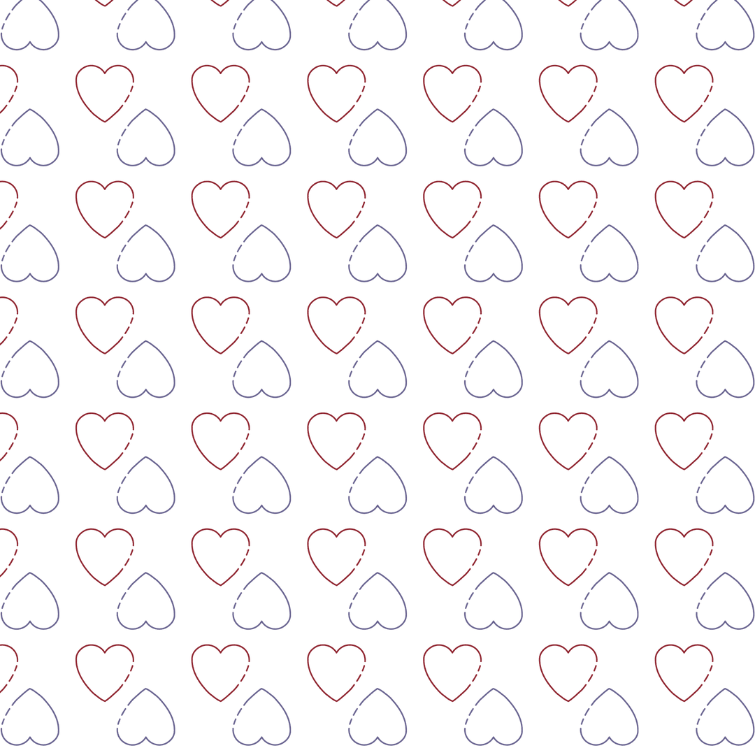 Seamless Heart Pattern in Red and Blue on Transparent Background