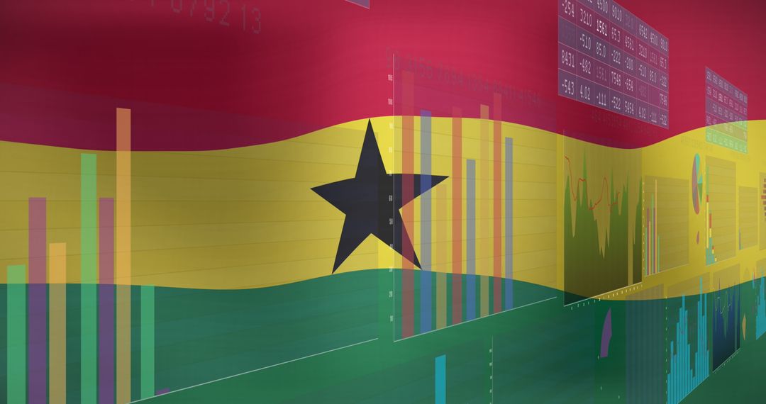 Data Processing Overlay with Ghanaian Flag Concept