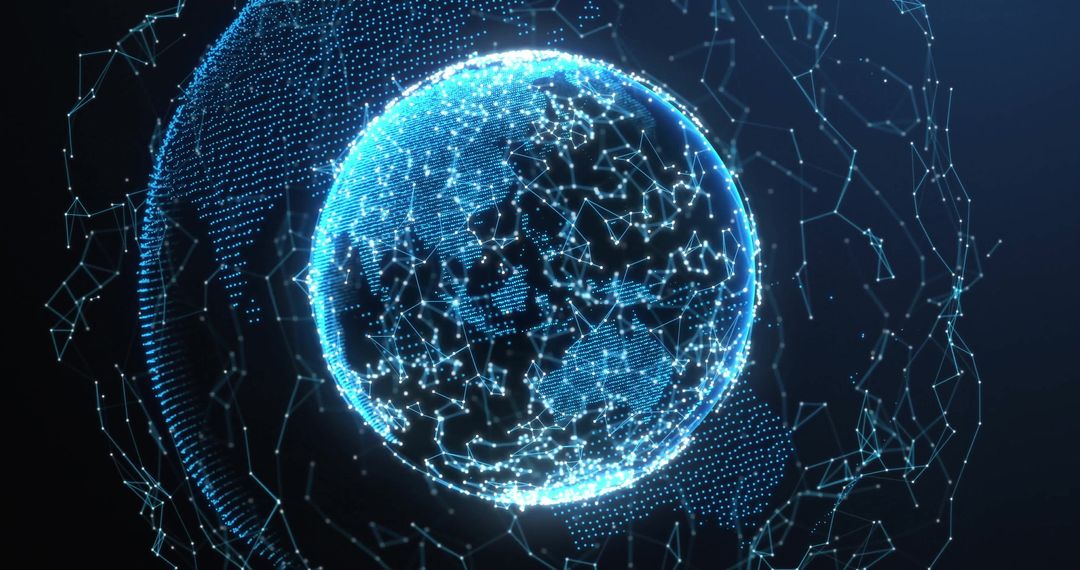 Futuristic Digital Globe with Interconnected Network Nodes