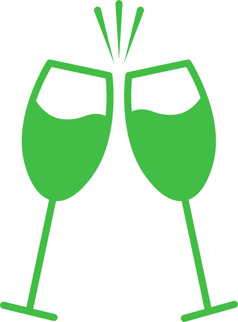 Transparent Toasting Glasses Symbolizing Celebration in Green