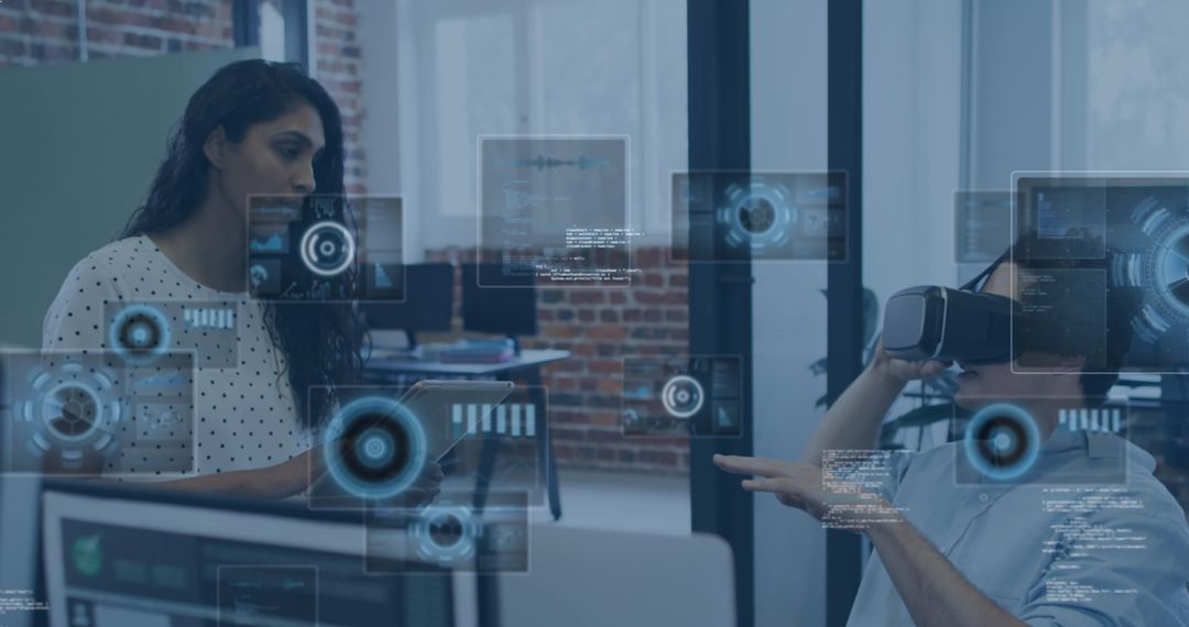 Business Professionals Engaging with Virtual Reality Technology