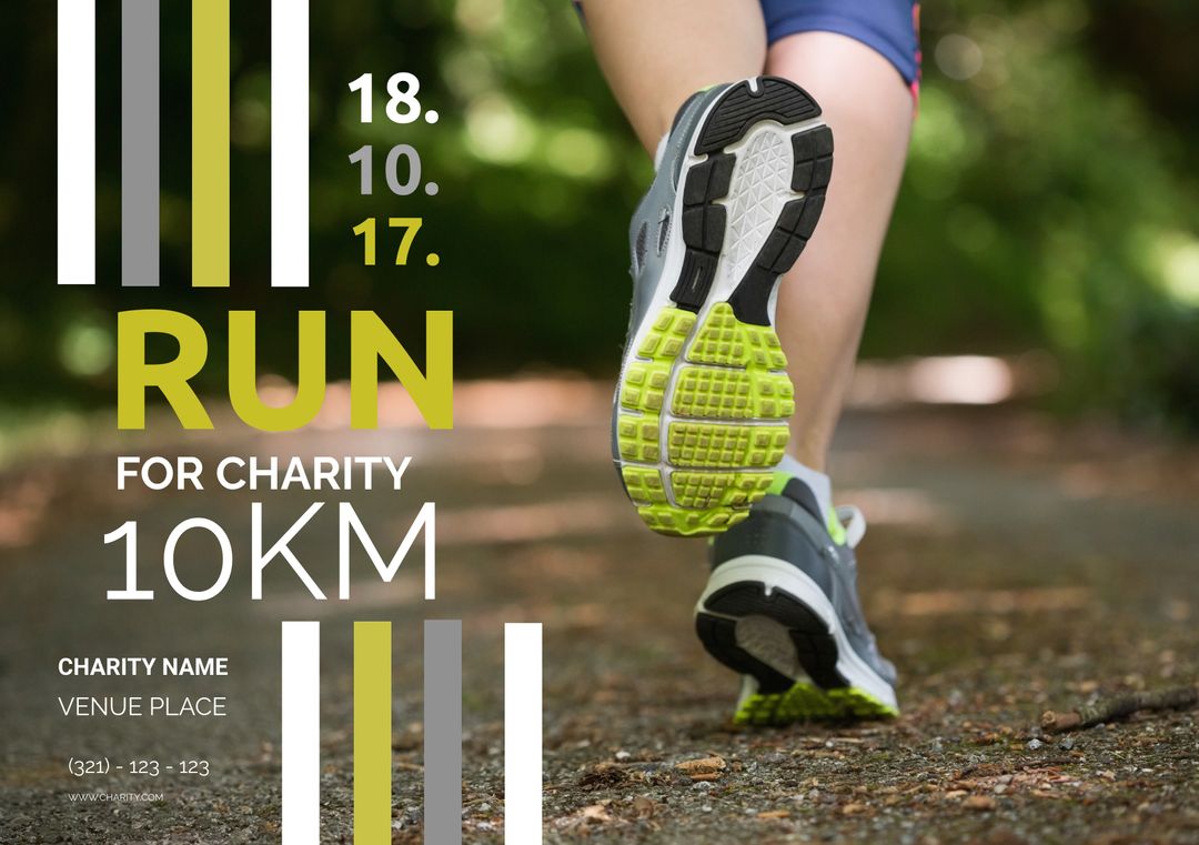 Charity Run Event Advertisement with Running Person - Download Free Stock Templates Pikwizard.com