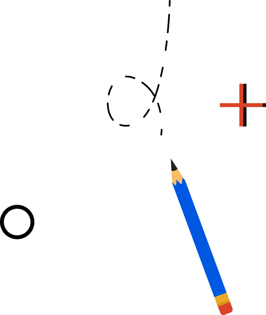 Transparent Flat Design Pencil Icon with Geometric Elements