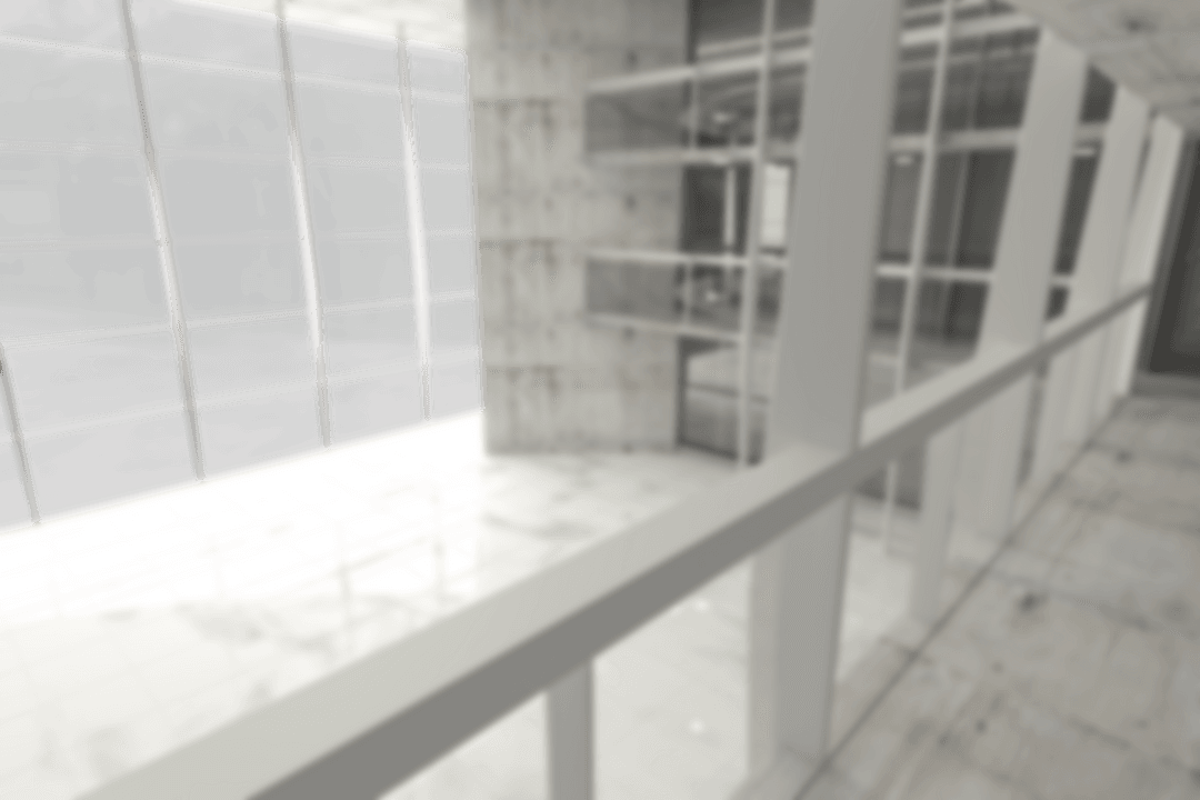 Transparent Modern Interior with Glass Windows and Marble Floor