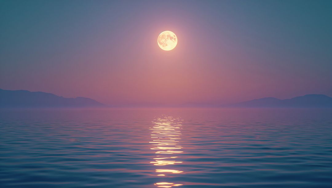 Serene Moonlit Sea with Tranquil Waters at Twilight