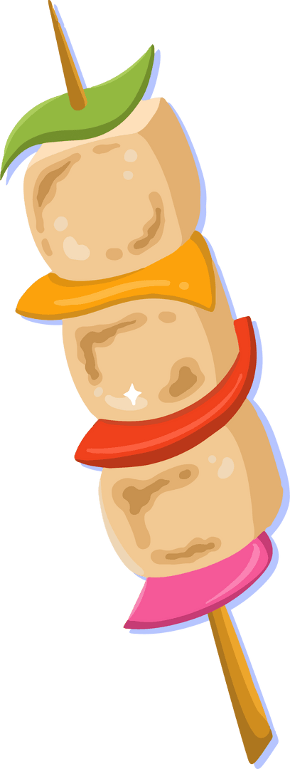 Colorful Vegan Skewer with Cubes on Transparent Background