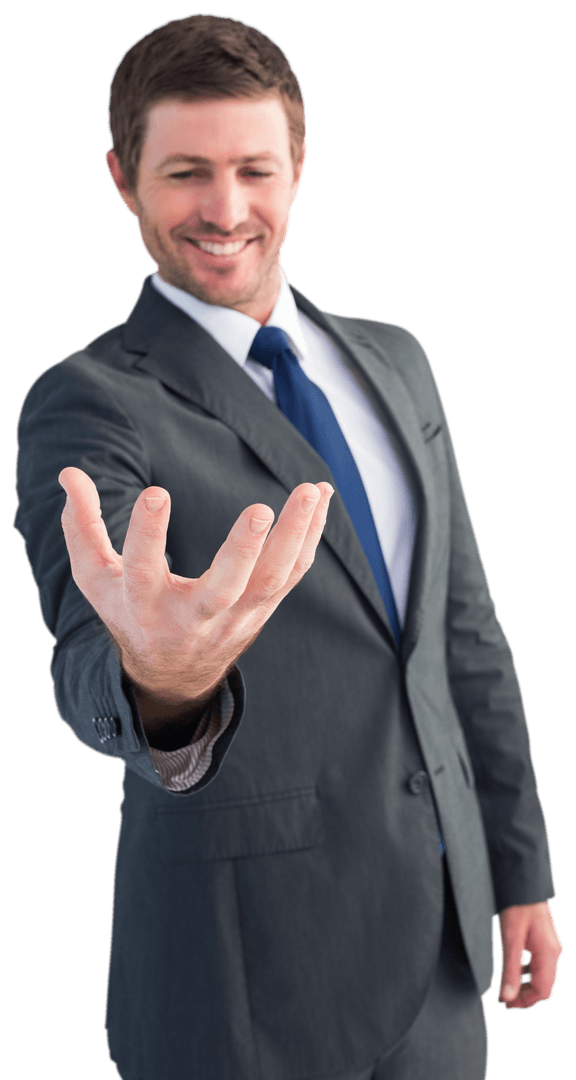 Businessman Reaching Out Hand for Transparent Connections