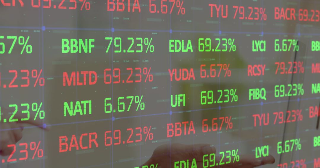 Dynamic Financial Data Display Overlaying Business Meeting