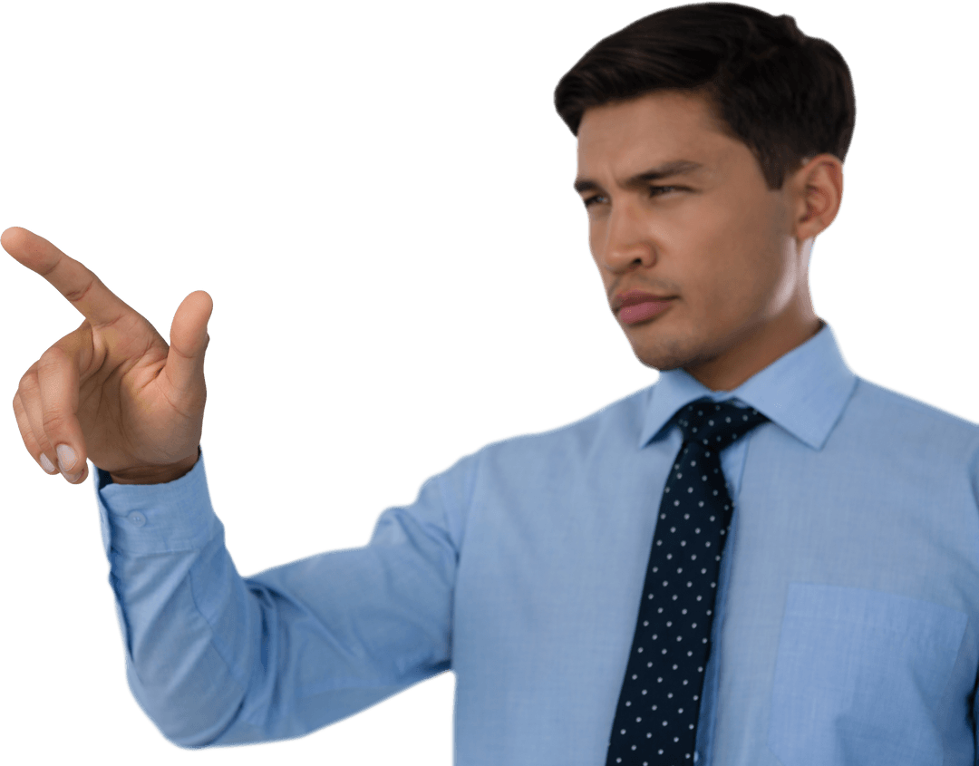 Transparent Interface Technology Concept with Focused Businessman