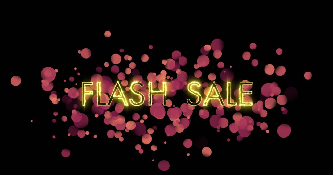 Flash Sale Neon Lights and Bokeh on Black Background