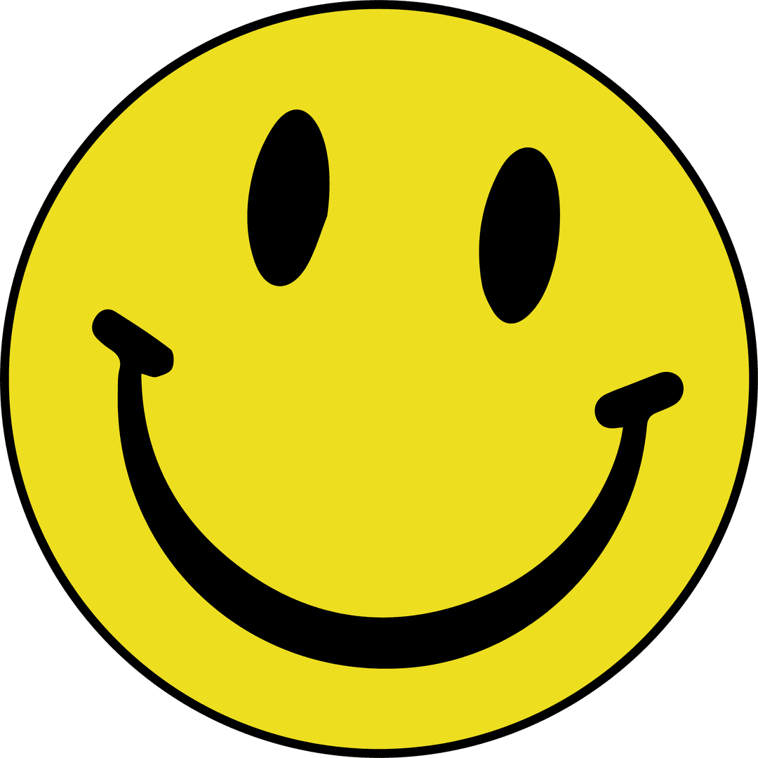 Yellow Happy Face Emoticon on Transparent