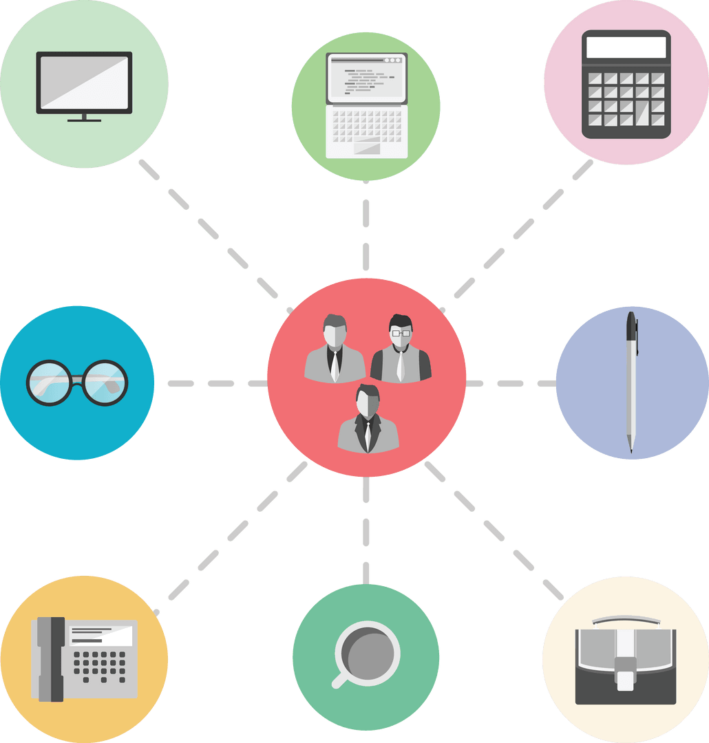 Transparent Business Icons Set in Vector Graphic Design