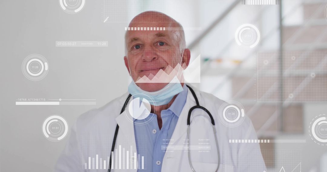 Experienced Doctor Reviews Advanced Medical Data in Corridor