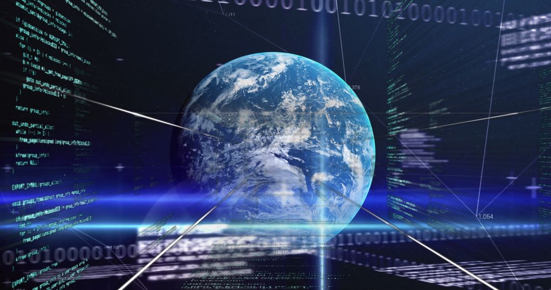Digital Earth Surrounded by Binary Code Streams Showing Global Networking - Free Images, Stock Photos and Pictures on Pikwizard.com