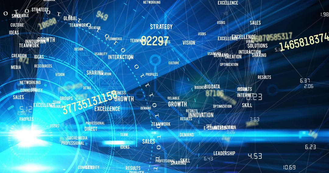 Global Technology Network with Data Connections and Keywords
