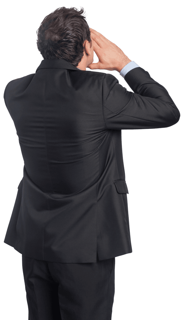 Caucasian Businessman Shouting with Transparent Background