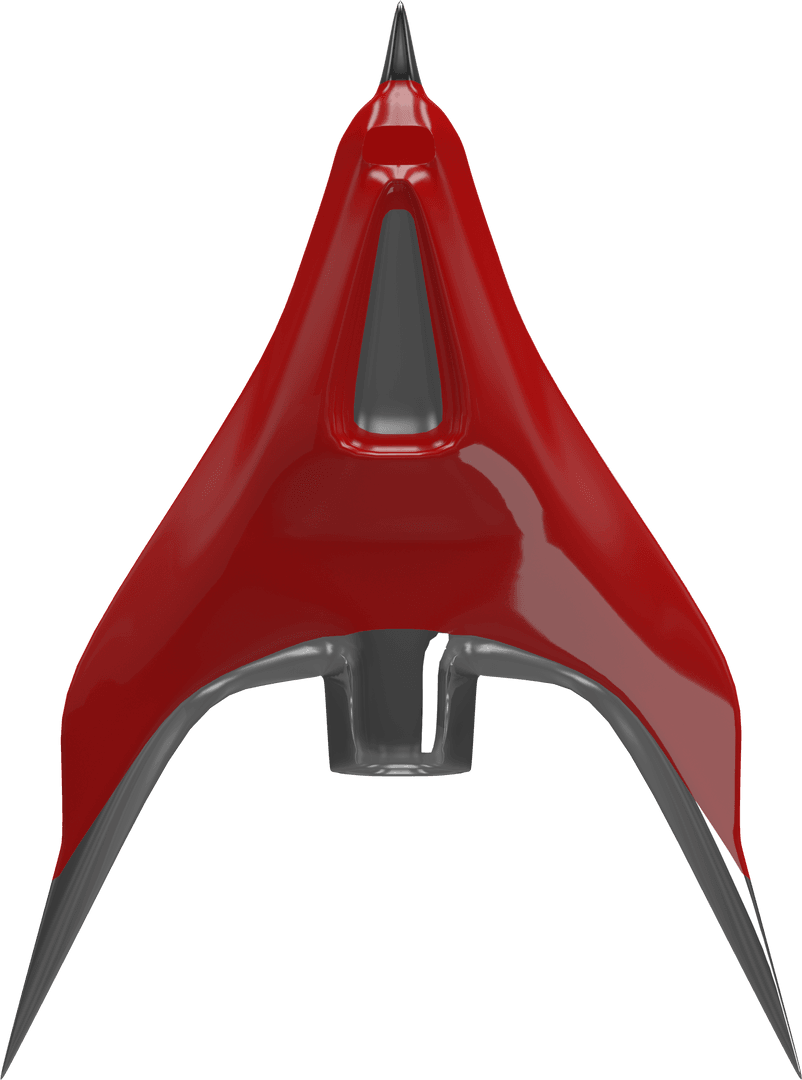 Transparent Retro Space Rocket in Red and Silver Design