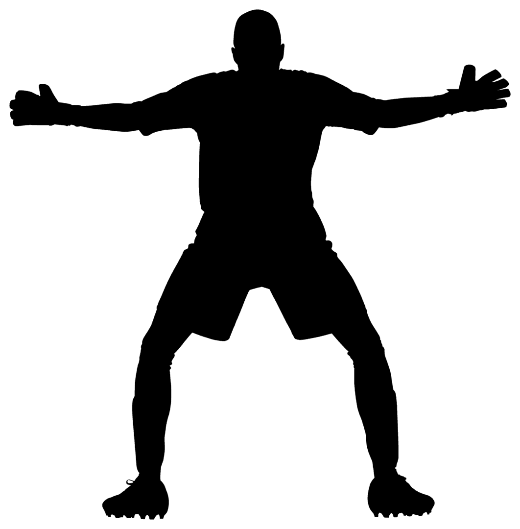 Silhouette of Footballer Celebrating Goal on Transparent Background