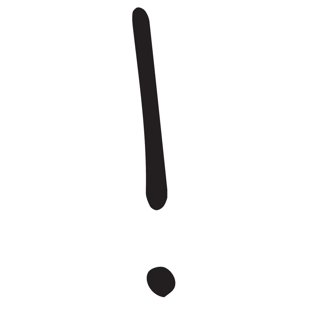 Transparent Black Exclamation Mark Sign on Clear Background